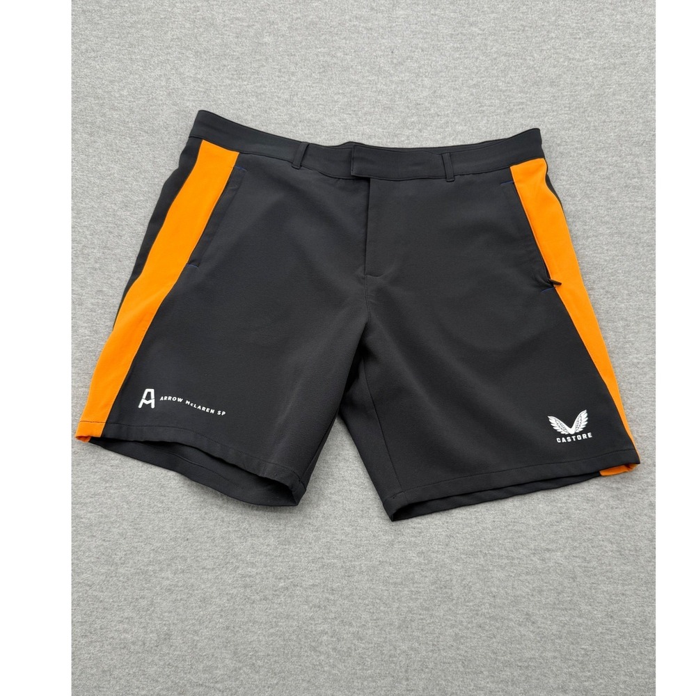 Castore Arrow McLaren SP Mens Shorts Black Orange Racing Performance Size 34